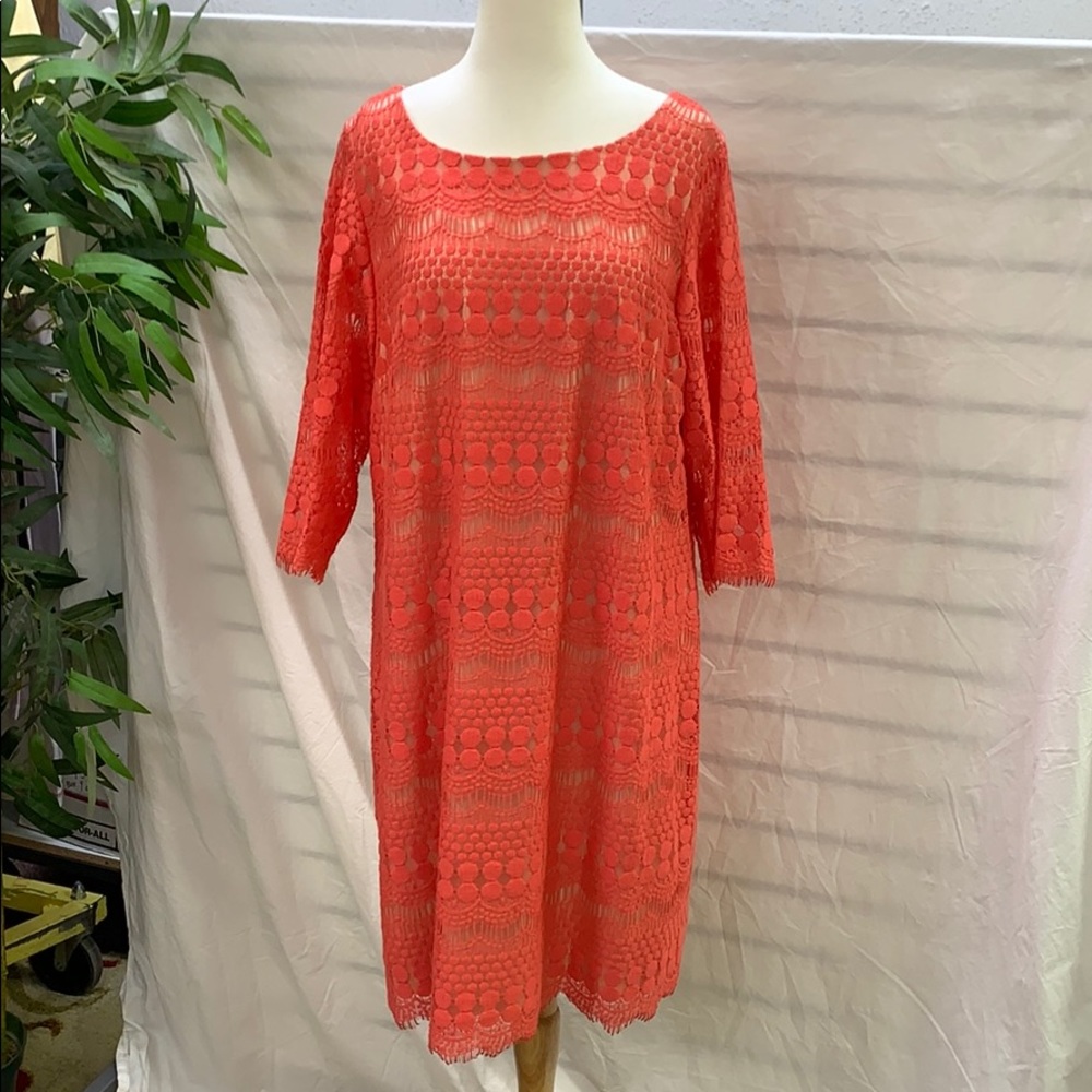 Jessica H Coral Lace Dress